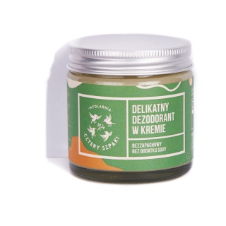 MYDLARNIA CZTERY SZPAKI Delikatny dezodorant w kremie bez dodatku sody - bezzapachowy 60 ml