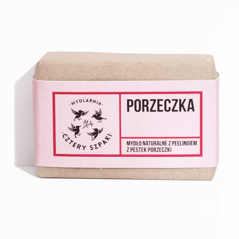 Peelingujące mydło Porzeczka – naturalna kostka z pestkami czarnej porzeczki, olejem kokosowym i geranium. Peelingujące mydło Porzeczka – naturalna kostka z pestkami czarnej porzeczki, olejem kokosowym i geranium.