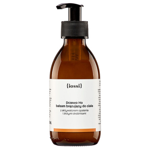 IOSSI Drzewo Ho – balsam brązujący z erytrulozą i złotymi drobinkami, 190 ml, szklana butelka z pompką IOSSI Drzewo Ho – balsam brązujący z erytrulozą i złotymi drobinkami, 190 ml, szklana butelka z pompką