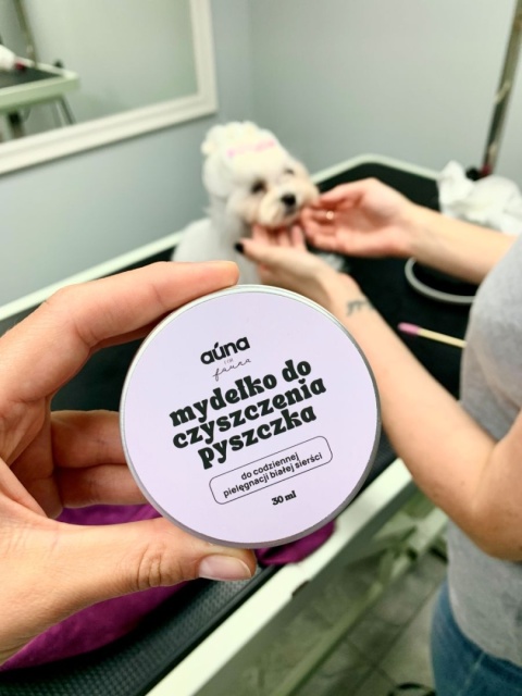 AUNA mydełko do czyszczenia pyszczka do codziennej pielęgnacji jasnej sierści + szczoteczka