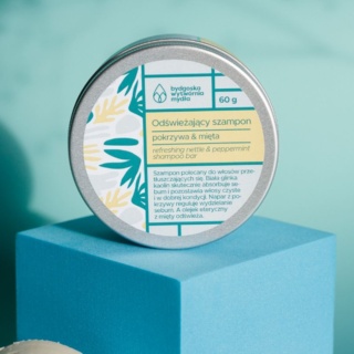 Bydgoska Wytwórnia Mydła Szampon w kostce Odświeżający pokrzywa&mięta 60 g