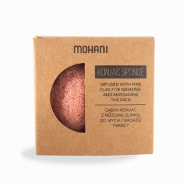 MOHANI Naturalna gąbka konjac do mycia twarzy z różową glinką