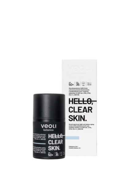 Veoli botanica Light Protective Cream with Prebiotics and Centella Asiatica SPF 50+ HELLO, CLEAR SKIN 50 ml