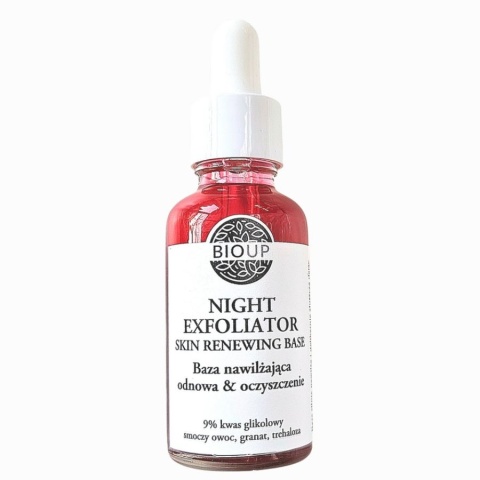Bioup NIGHT EXFOLIATOR Moisturizing Base with Glycolic Acid 9%, Dragon Fruit and Trehalose - Skin Renewal and Cleansing 30 ml